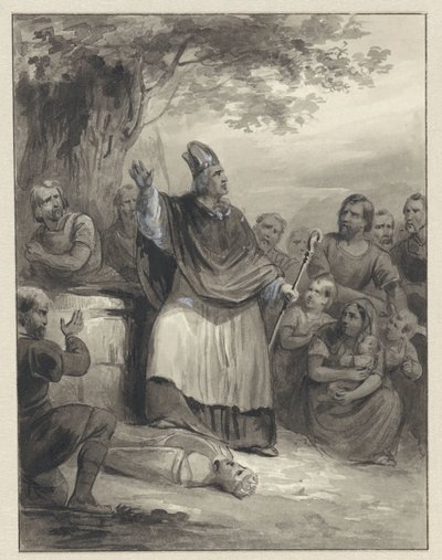 Willibrord proclama a fé em Walcheren, 695 de Johann Wilhelm Kaiser (I)