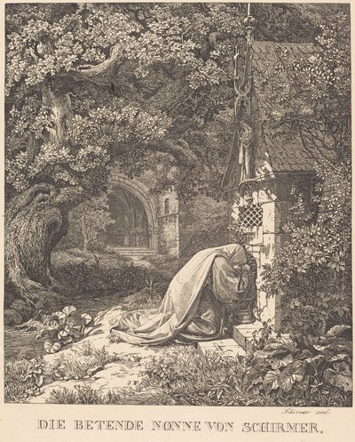 A freira em oração de Johann Wilhelm Schirmer