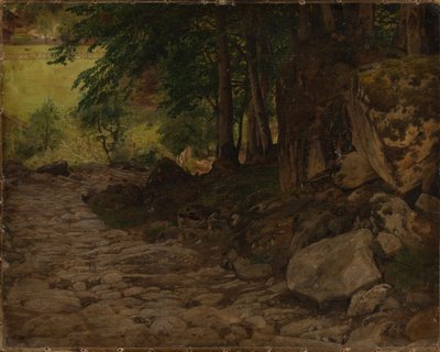 Trilho rochoso na Suíça de Johann Wilhelm Schirmer