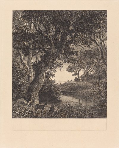 Caçadores saindo de uma floresta de Johann Wilhelm Schirmer