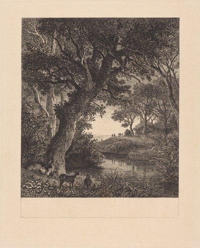 Caçadores a sair de uma floresta de Johann Wilhelm Schirmer