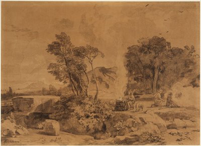 Os sacrifícios de Caim e Abel (Génesis 4, 4-5) de Johann Wilhelm Schirmer