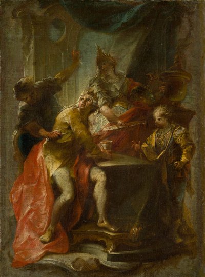 O assassinato de São Eduardo, rei e mártir, c.1750 de Johann Wolfgang Baumgartner