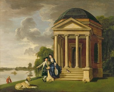David Garrick (1717-79) e sua esposa por seu templo para Shakespeare em Hampton, c.1762 (óleo sobre tela) de Johann Zoffany