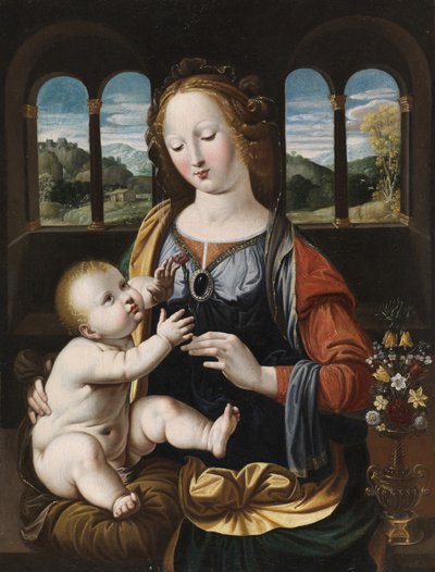 Virgem e Criança, depois de Leonardo da Vinci de Johann or Hans Konig