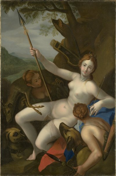 Diana com Ninfas, Cães e Jogo de Johann or Hans von Aachen
