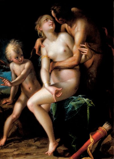 Júpiter, Antiope e Cupido Cupido de Johann or Hans von Aachen