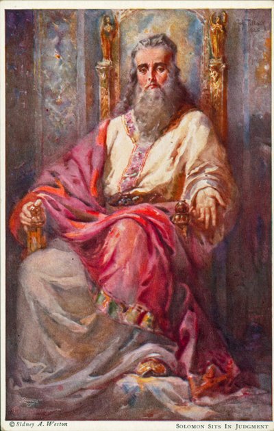 Salomão senta-se para julgar (litografia a cores) de Johannes Adolf Tillack
