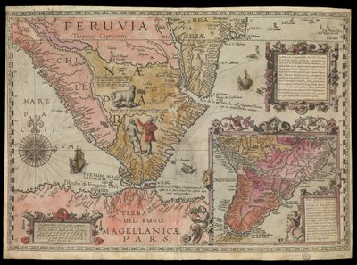 O extremo sul do Peru, América do Sul, c.1590 (colorido à mão) de Johannes Baptista van the Younger Doetechum