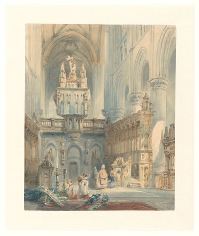 Interior da igreja de Johannes Bosboom (signed by artist)