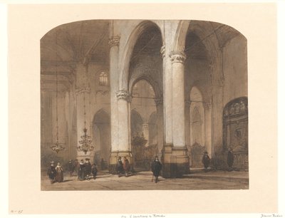 Vista da igreja de St Laurens em Roterdão de Johannes Bosboom