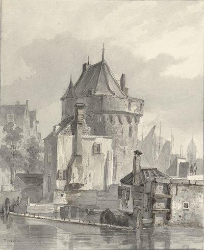 Vista do Hoofdtoren em Hoorn de Johannes Bosboom