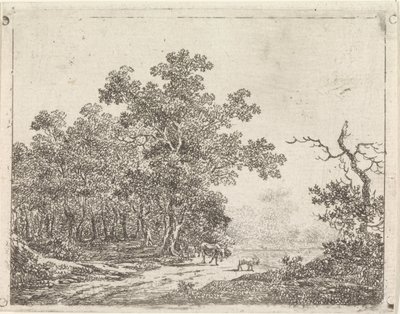 Paisagem com carvalho e gado de Johannes Christiaan Janson