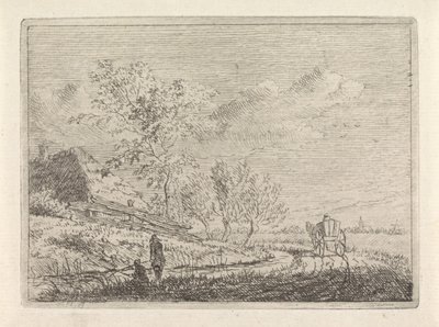 Paisagem com carroça e dois pescadores de Johannes Christiaan Janson