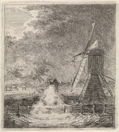 paisagem com moinho de água de Johannes Christiaan Janson