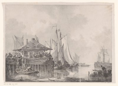 Multidões em um porto de Johannes Christiaan Schotel