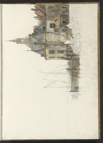 Cais perto do Groothoofdspoort em Dordrecht de Johannes Christiaan Schotel