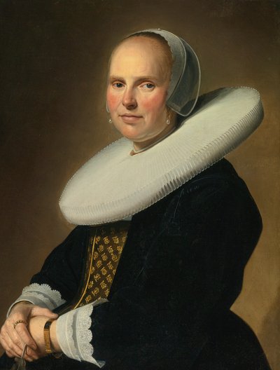 Retrato de uma senhora, assinado no meio à direita: J. Verspronck... de Johannes Cornelisz Verspronck