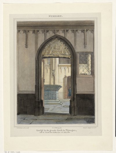 Vista do túmulo no Stevenskerk em Nijmegen Vista no Grote Kerk, em Nijmegen, com o túmulo de Catarina de Bourbon. (título no objeto) Nymegen. (título da série no objeto) de Johannes Franciscus Christ