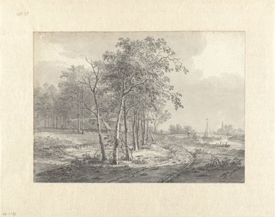 Paisagem com uma estrada ao longo de uma água de Johannes Franciscus Christ