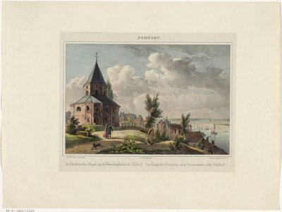 Capela de São Nicolau em Nijmegen O Hedensche Kapel, no local de passeio Valkhof. La Chapelle Payenne, à la Promenade, dit Valkhof (título no objeto) Nymegen. (título da série no objeto) de Johannes Franciscus Christ
