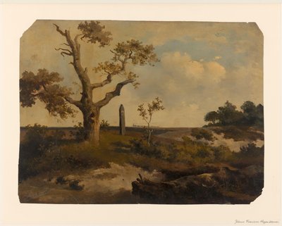 Paisagem com um trem à frente de Johannes Franciscus Hoppenbrouwers (signed by artist)