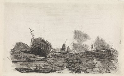 Paisagem com um celeiro e dois cavaleiros de Johannes Franciscus Hoppenbrouwers
