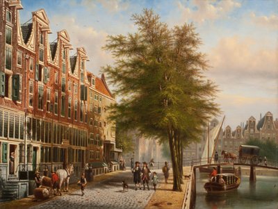Vista, de, a, Leidsegracht, e, Herengracht, amsterdão de Johannes Franciscus Spohler