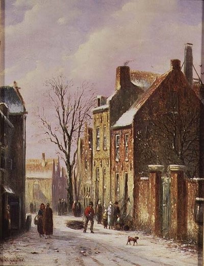 Cena de rua de inverno de Johannes Franciscus Spohler