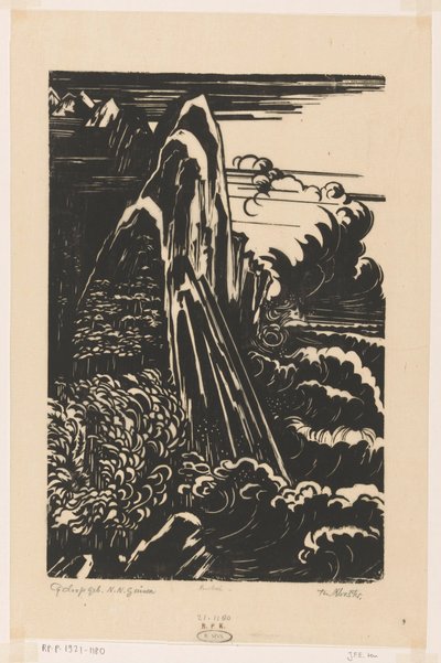 Montanhas Cyclops, Nova Guiné Holandesa (título original no objeto) de Johannes Frederik Engelbert ten Klooster (signed by artist)