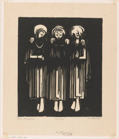 Três mulheres (título original no objeto) de Johannes Frederik Engelbert ten Klooster (signed by artist)