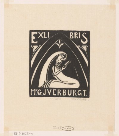 Ex-libris de Gerrit-Jan Verburgt de Johannes Frederik Engelbert ten Klooster (signed by artist)