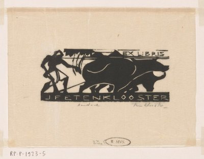 Ex-libris de J.F.E. no Mosteiro de Johannes Frederik Engelbert ten Klooster (signed by artist)