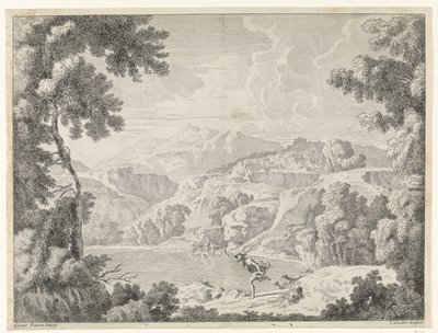 Acteon é transformado em veado pela banho de Diana Paisagens após Gaspar Poussin (título da série) de Johannes Glauber