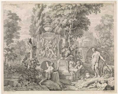 Paisagem com uma fonte e Diana e as suas ninfas
Representações bíblicas, mitológicas e alegóricas (título da série) de Johannes Glauber