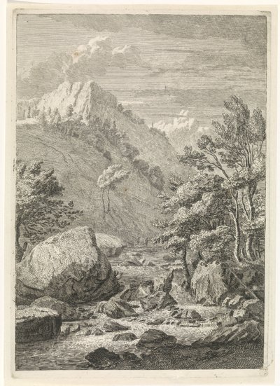 Ravina com uma grande queda de água
Paisagens nas Montanhas Chartreuzer (título da série) de Johannes Glauber
