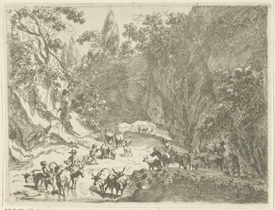 Paisagem montanhosa com pastores e gado Paisagens com Pastores e Gado (título da série) de Johannes Gronsveld