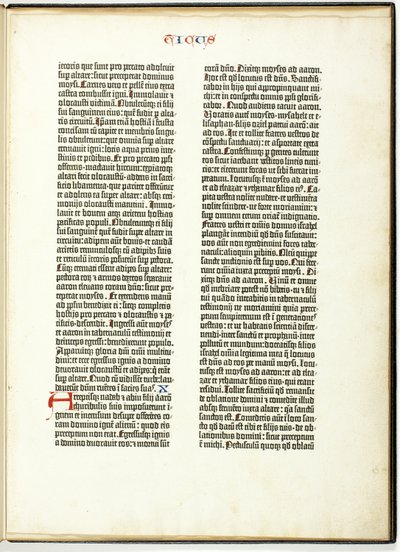 Folha da Bíblia de Gutenberg de Johannes Gutenberg