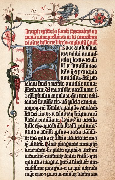 Página da Bíblia de Gutenberg, c1455 de Johannes Gutenberg