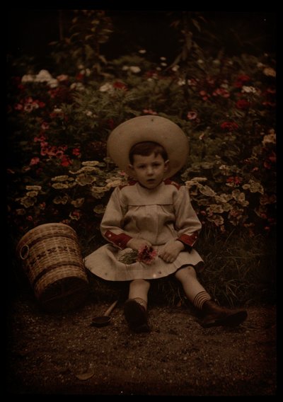 Criança por flores de Johannes Hendrikus Antonius Maria Lutz