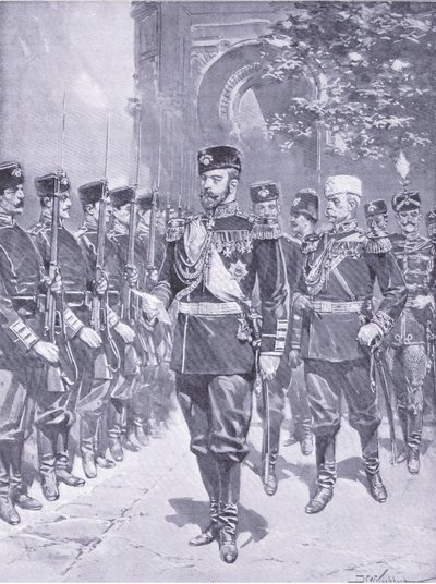 Sua Majestade Imperial o Tzar, ilustração deCassells História da Guerra Russo-Japonesa Vol 1, c.1900 de Johannes Hermann Barend Koekkoek