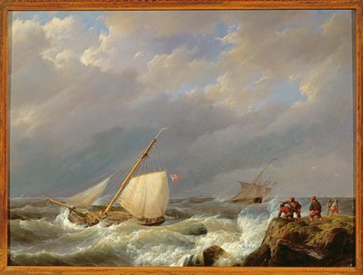 Navios em uma costa de Lee em um vendaval de vento, 1844 de Johannes Hermann Barend Koekkoek