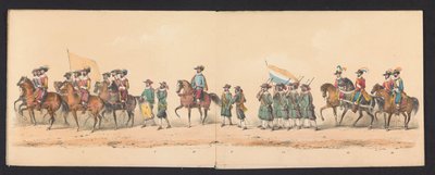 Concurso histórico dos alunos da Escola Secundária de Groningen, 1850 (placa 2)
Representação fantasiada da entrada de Maurice, Príncipe de Orange, Conde de Nassau, etc. e Willem Lodewijk, Conde de Nassau, em Groningen, no ano 1594, por H.H. de Johannes Hermanus van de Weijer