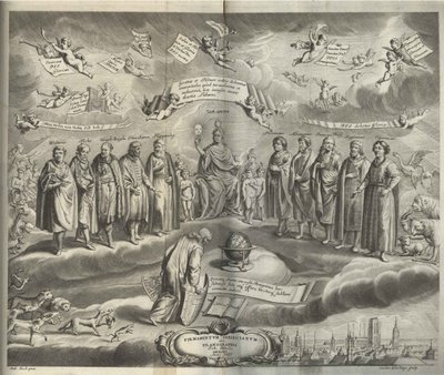 página de título Uranographia apoiar Sobiescianumsive de Johannes Hevelius