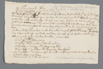 Carta do Rev Hooyman a Jan Brandes de Johannes Hooyman