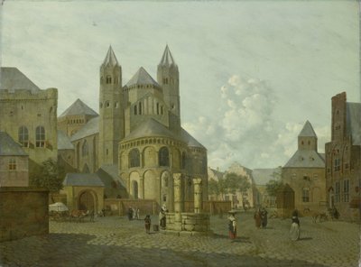 Imaginary Cityscape with Romanesque Church de Johannes Huibert Prins