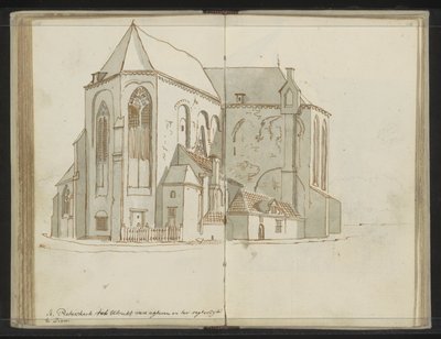 À direita e atrás do Pieterskerk em Utrecht de Johannes Huibert Prins