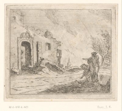 Desenhista em uma ruína de Johannes Huibert Prins