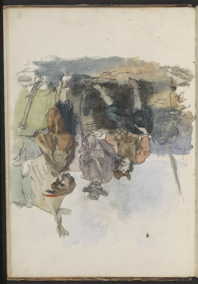 Três homens em um cais de Johannes Huybertus van Hove Bzn