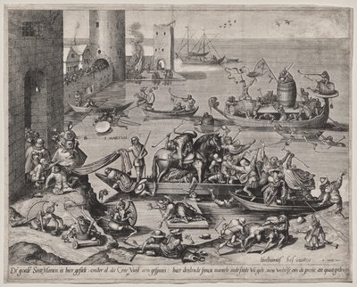 Saint Martin com seu cavalo em um navio de Johannes I van Doetecum (d. 1605)